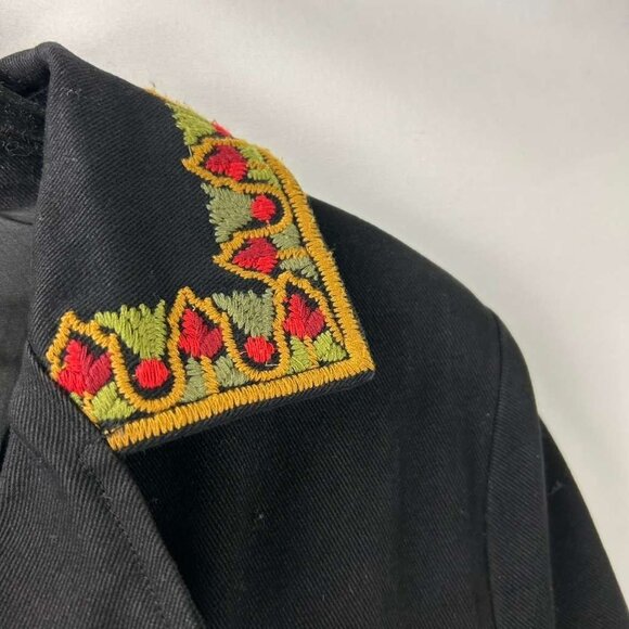 WE Women's S Fashion Black Floral Embroidered Blazer Jacket Boho Folk Tailored - Picture 15 of 15